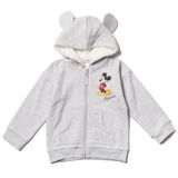Moletom Com Capuz Disney Mickey Mouse Infantil De Lã Com Zíper Cinza 3t