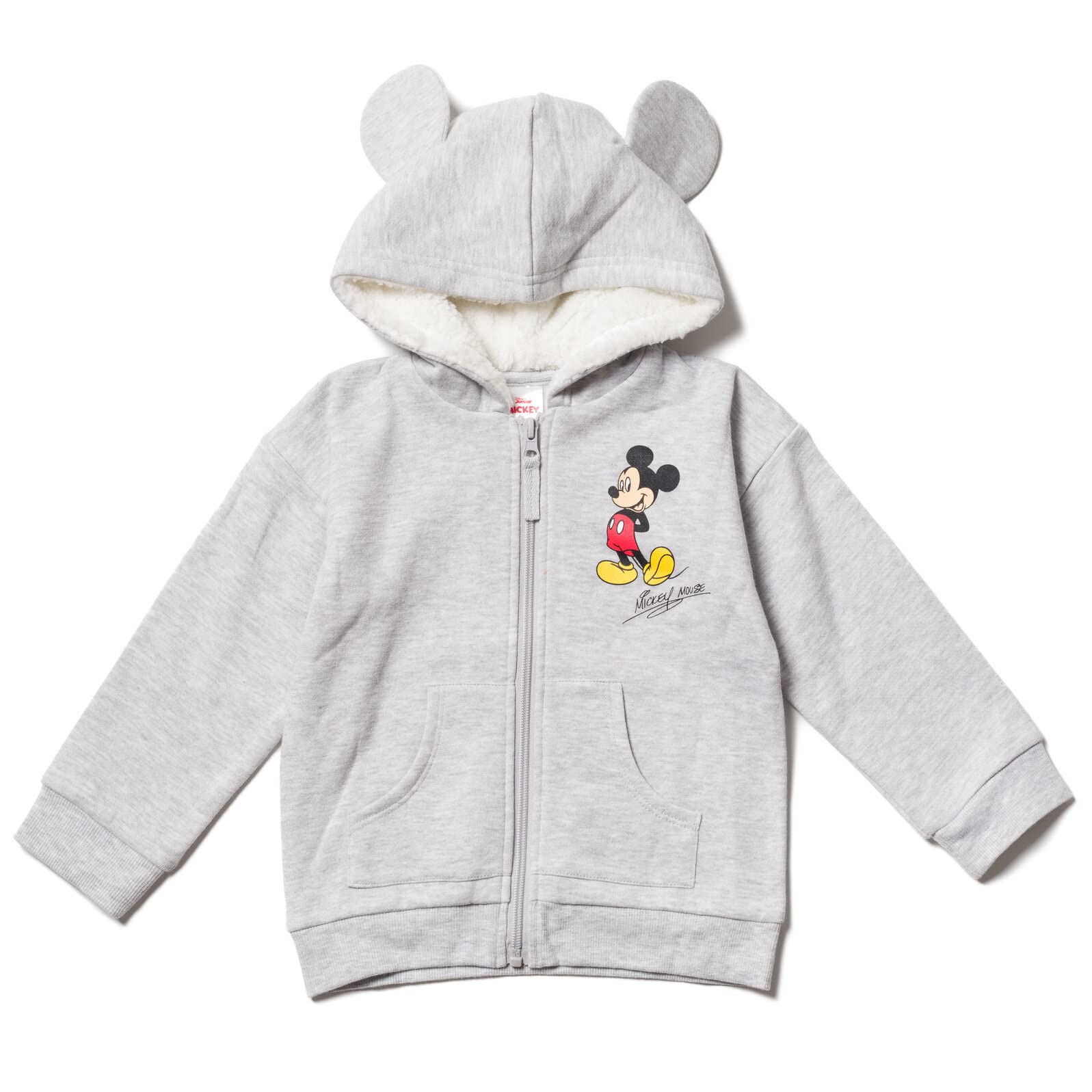 Moletom Com Capuz Disney Mickey Mouse Infantil De Lã Com Zíper Cinza 3t