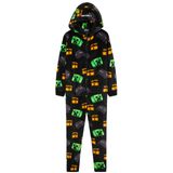 Pijama Minecraft Boys Com Capuz De Lã, Peça Única, 7/8 Anos