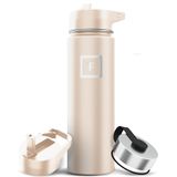 Garrafa De Água Iron °flask Camping &amp; Hiking 650 Ml De Areia Com 3 Tampas