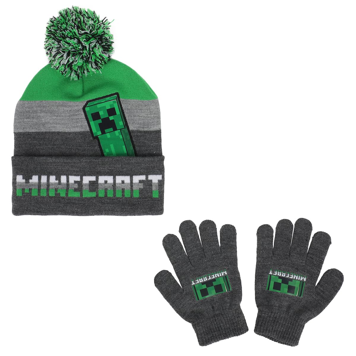 Conjunto De Gorros E Luvas Bioworld Minecraft Creeper Youth