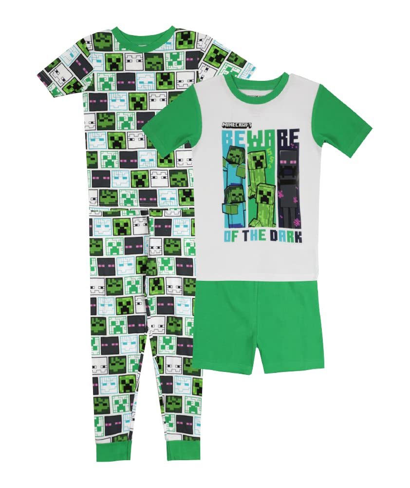 Conjunto De Pijamas Minecraft Boys, 4 Peças, 100% Algodão, 12 Anos