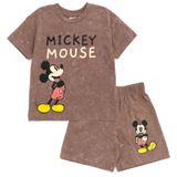 Conjunto De Roupas Disney Mickey Mouse Vintage Wash Boys 10-12 Brown
