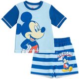Conjunto De Calções De Banho Disney Mickey Mouse Infant Baby Boys Upf 50+ Rash Guard De 12 Meses Com Listras Azuis