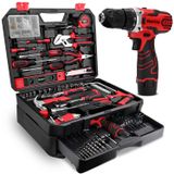 Kit De Conjunto De Ferramentas Kingtool De 276 Peças Com Furadeira Elétrica Sem Fio De 12 V