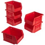 Caixas De Armazenamento Akro-mils 30210 Akrobins Plastic 0,14 L Vermelhas, Pacote Com 6