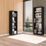 Kit 1 Estante Multiuso 5 Nichos Montreal E 1 Estante Livreiro Modular 4 Nichos Delta Preto