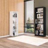 Kit 1 Estante Multiuso 5 Nichos Montreal E 1 Estante Livreiro Modular 4 Nichos Delta Preto/branco