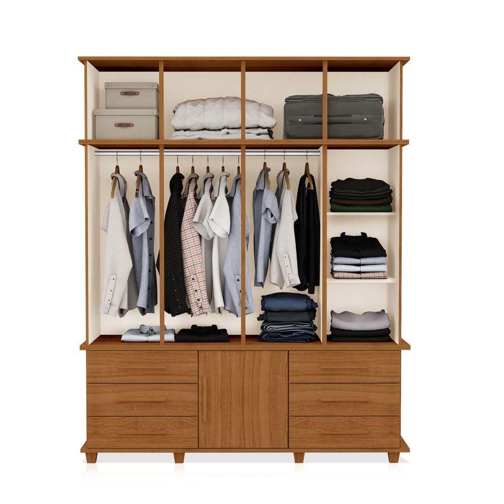Guarda Roupa Londres 4 Portas 6 Gavetas Com Maleiro Espaçoso Malbec ...