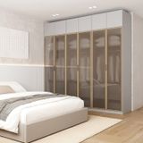 Guarda-roupa Modulado 6 Peças 12 Portas Com 6 Portas Reflecta Jade Reflecta Cabecasa Madeiramadeira Cinza Urbano/avelã