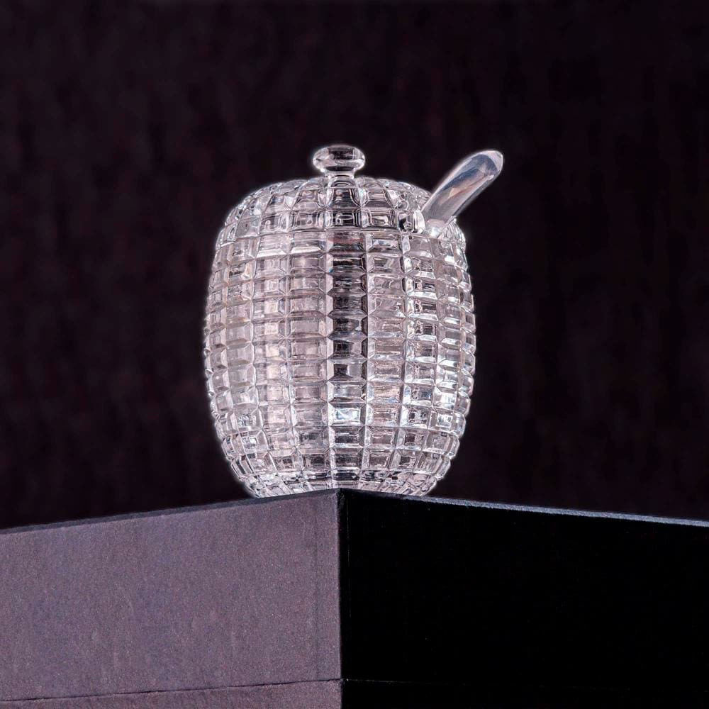 Açucareiro Cristal Com Tampa E Colher Colméia 210ml - Lyor