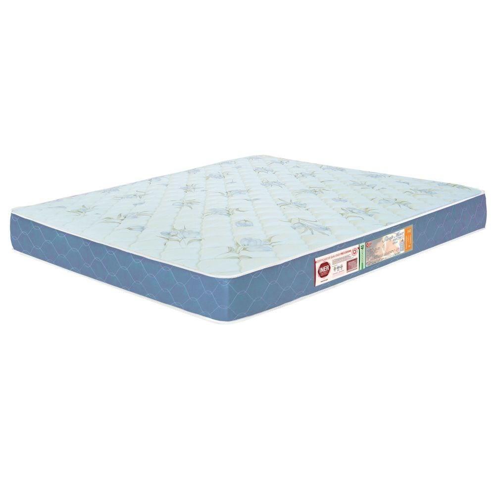 Colchão Casal Espuma D45 138x188x15cm Branco/azul Castor - Carrefour