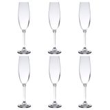Jogo Com 6 Taças Bohemia De Cristal Para Espumante Anna 220ml