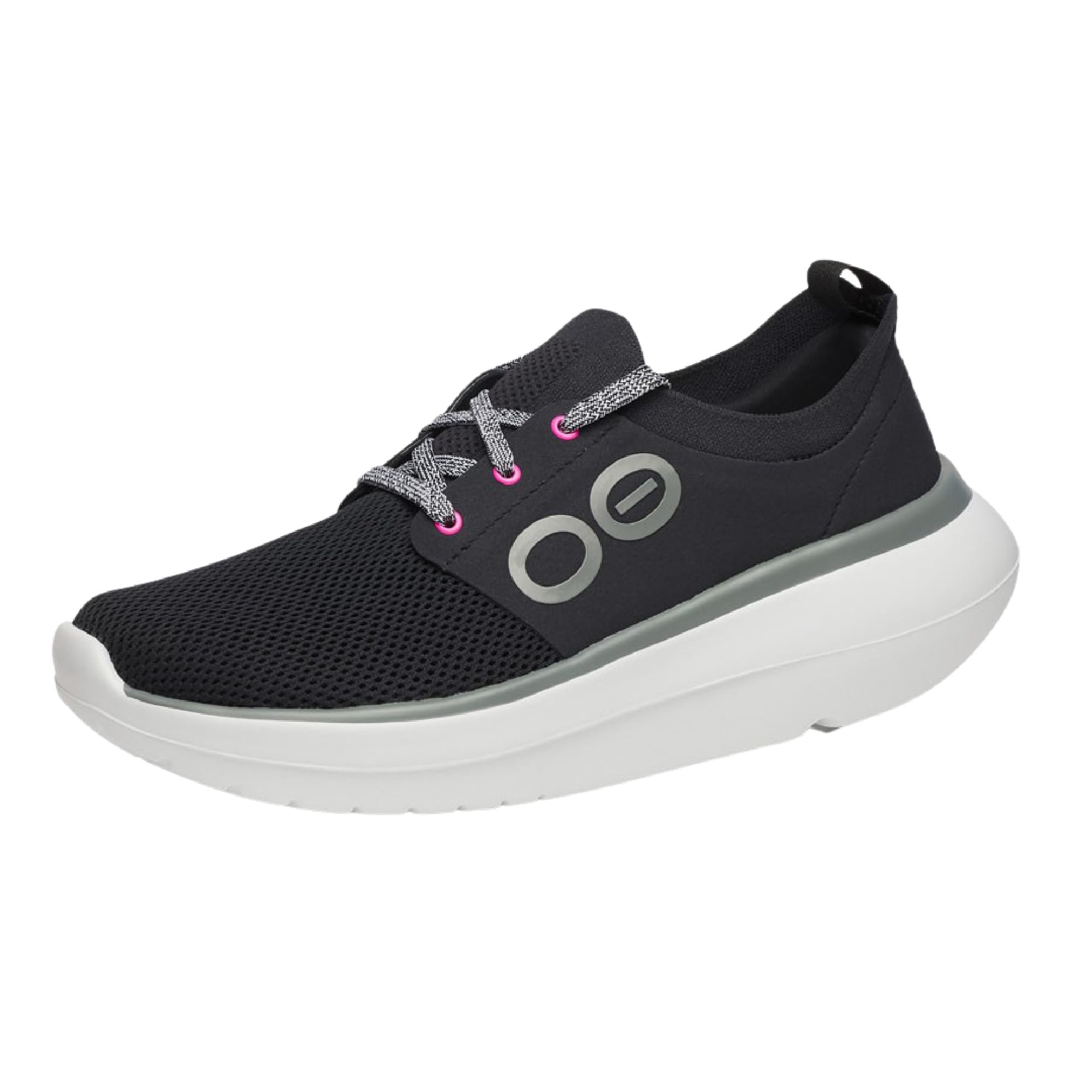 Sapatos Oofos Oomy Stride Brancos E Pretos Para Mulheres