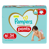 Fralda Descartável Infantil Pants Pampers Premium Care M Pacote 34 Unidades