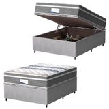 Cama Box Baú Casal Colchão Molas Ensacadas Com Pillow Evolution Probel 138x188x73cm Suede Cinza/bran