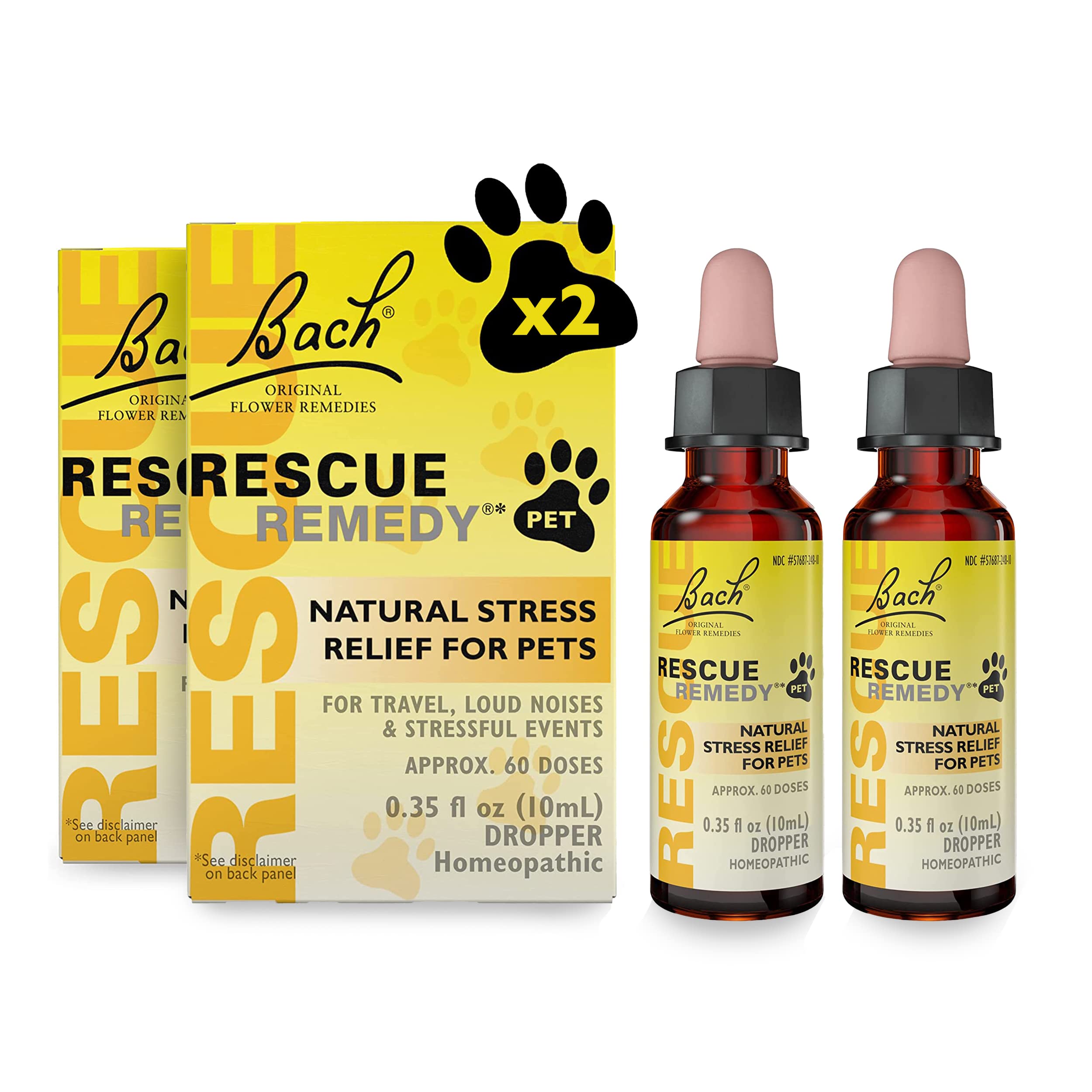 Stress Relief Dropper Rescue Remedy Pet De 10 Ml Para Animais De Estimação, Pacote Com 2
