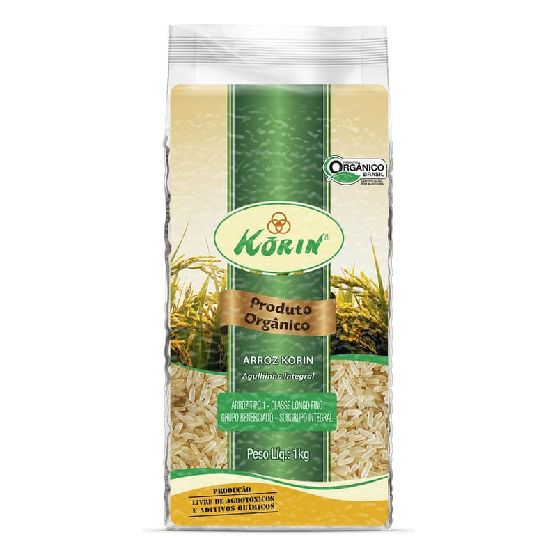 Arroz Agulhinha Integral Korin Orgânico Pacote A Vácuo 1Kg