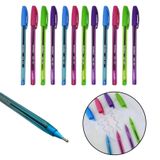 12 Canetas Goller Esferográfica 1.0mm Coloridas Escolar Top