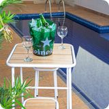 Conjunto De Mesa E 2 Bancos Branco P/ Área Externa Jardim