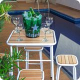 Conjunto De Mesa E 4 Bancos Branco P/ Área Externa Jardim