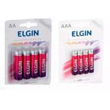 4 Pilhas Recarregáveis Elgin Aaa 1000mah Palito + 4 Pilhas Aa 2500