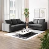 Conjunto Sofá Com 2 E 3 Lugares Em Veludo Cabecasa Madeiramadeira Cinza