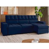 Sofá 4 Lugares Retrátil E Reclinável 290 Cm Grécia Azul