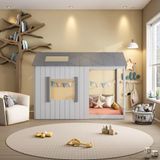 Cama Infantil Montessoriana Cabana Pkolino Off White/cinza Claro