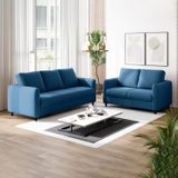 Conjunto Sofá 2 E 3 Lugares Em Veludo Cabecasa Madeiramadeira Azul