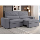 Estofado Retratil E Reclinável 4 Lugares 250cm Viena Cinza
