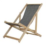 Cadeira Espreguiçadeira Dobrável Madeira Maciça Natural Jeans