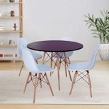 Conjunto Mesa De Jantar 120cm Redonda Com 04 Cadeiras Eiffel Branco/preto