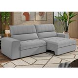 Sofá 3 Lugares Retrátil E Reclinável 211 Cm Ac220 Barcelona Cinza