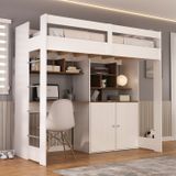 Cama De Solteiro Zwork 2 Portas Com Escrivaninha Multifuncional Yescasa Branco/nogal