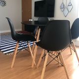 Conjunto Mesa De Jantar 120cm Redonda Com 04 Cadeiras Eiffel Preto