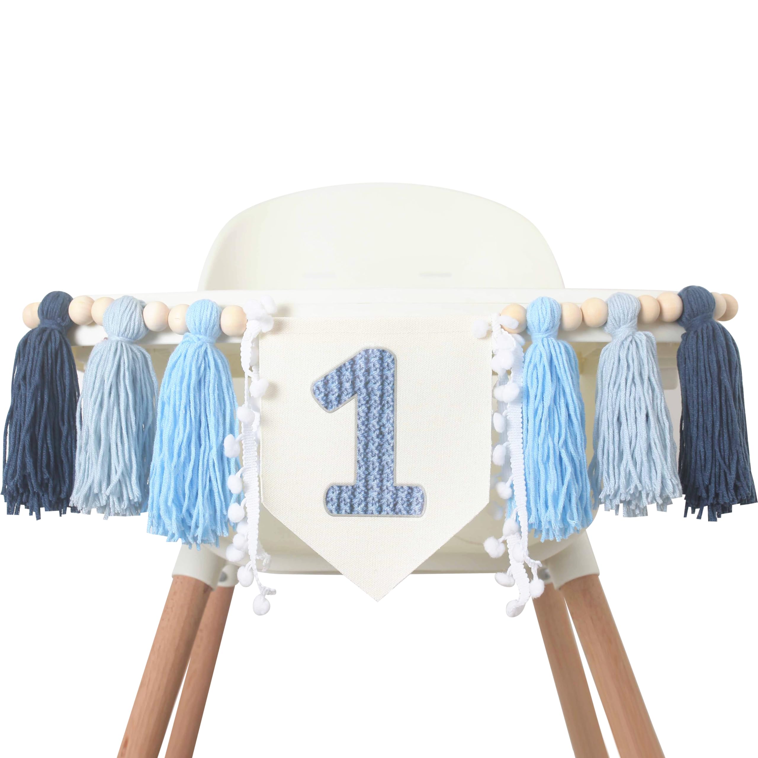 Banner De Cadeira Alta Kojin Blue Tassel 1st Birthday Boy