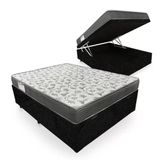 Cama Box Baú Casal Suede + Colchão De Espuma D33 Sereneprime 138cm Preto