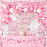 Suprimentos De Festa Vistico: 272 Peças, Laço Rosa, Decorações De Aniversário