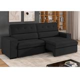 Sofá 3 Lugares Retrátil E Reclinável 207 Cm Grécia Preto