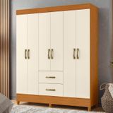 Guarda-roupa Casal 6 Portas 2 Gavetas Mobi Cinamomo/off White