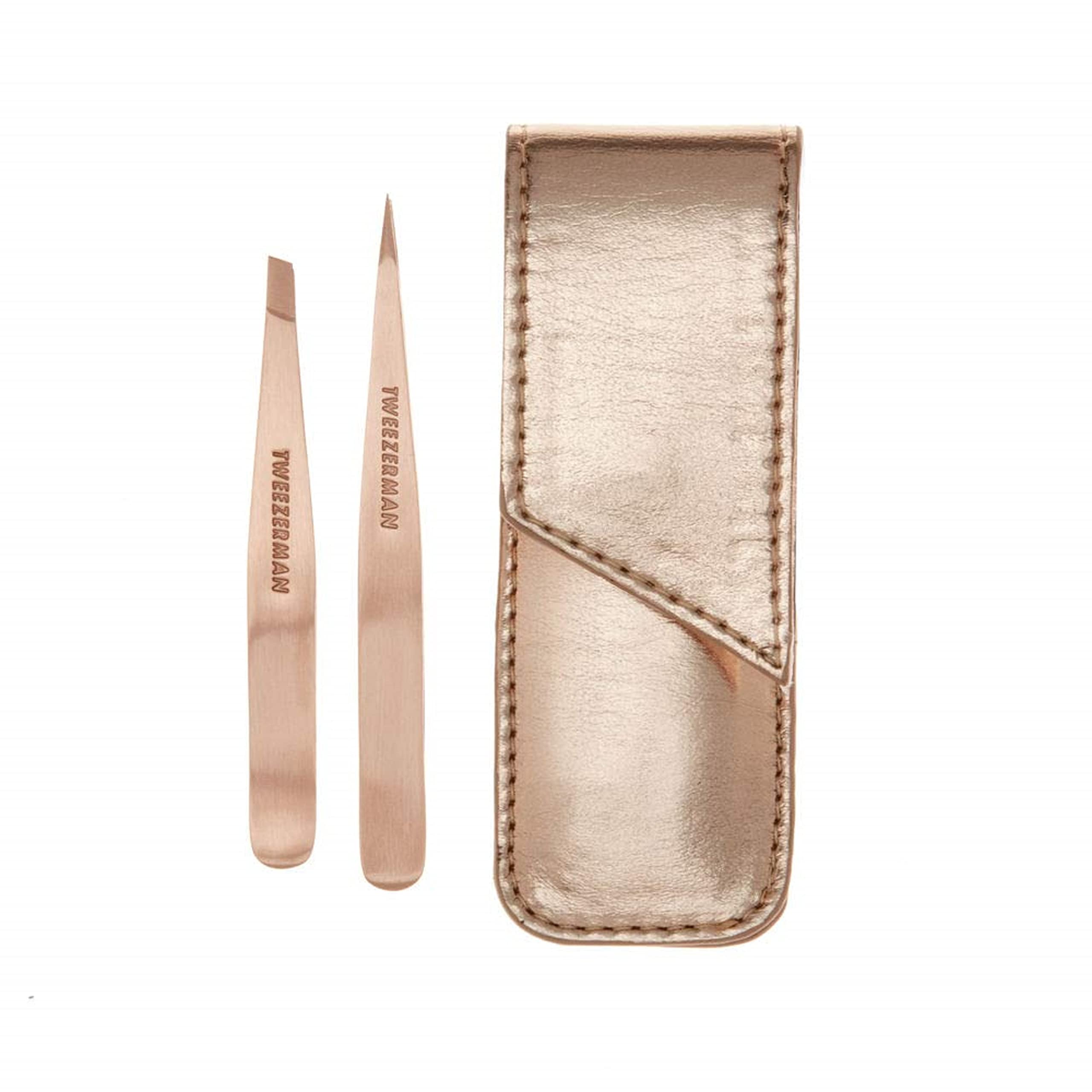 Conjunto De Pinças Tweezerman Em Ouro Rosa Petite Point And Slant