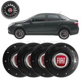 4x Calota Centro Roda Aro 14 Fiat Siena 2008 A 2021 Preto
