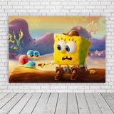 Painel Retangular Bob Esponja E Gary 1,5x1,0m Lona Fosca