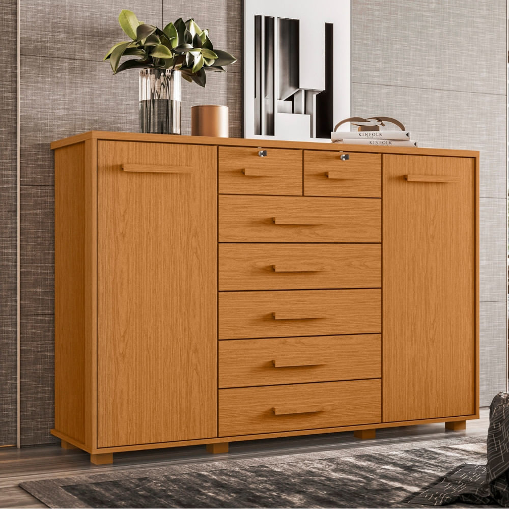 Cômoda 7 Gavetas 2 Portas Com Pés Fontana Albatroz