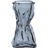Vasodecorativo Enfeite Casa Amassado Home&amp;co Vidro 17x7x9cm Fume