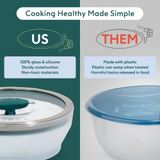 Prato De Microondas Anyday Cookware De Vidro Sem Plástico 400 Ml Com Tampa