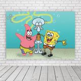 Painel Retangular Bob Esponja Amigos 1,5x1,0m Lona Fosca