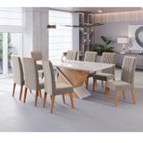 Conjunto Sala De Jantar Mesa Glamour Com 8 Cadeiras Cristal Viero