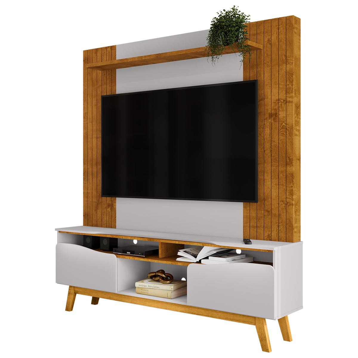 Home Estante Rack Atalaia Para Tv Até 75 Polegadas Naturale/off White